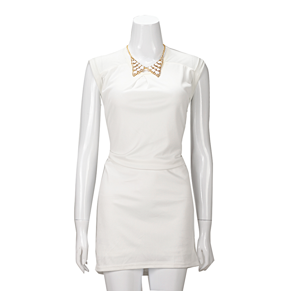 MOUSSY 专柜同款 女款白色网面拼接连衣裙0106SY30-0790