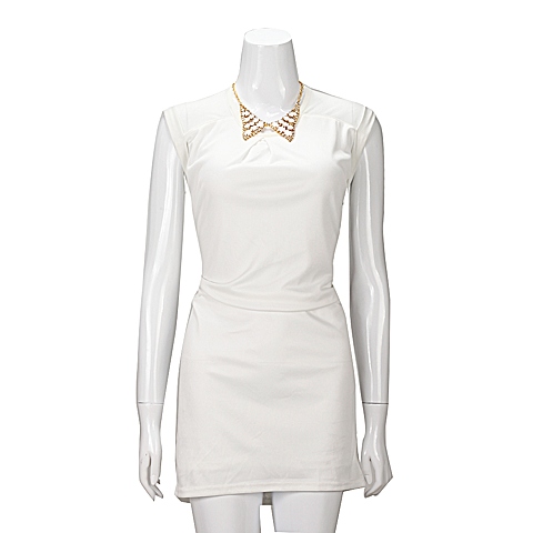 MOUSSY 专柜同款 女款白色网面拼接连衣裙0106SY30-0790