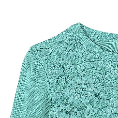 MOUSSY 专柜同款 女款绿色蕾丝编织衫0106SY70-0160