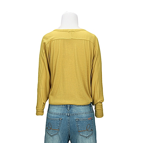 MOUSSY 专柜同款 女款姜黄色蝙蝠袖圆领针织衫0106SA80-0950