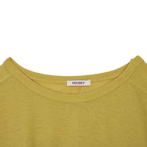 MOUSSY 专柜同款 女款姜黄色蝙蝠袖圆领针织衫0106SA80-0950