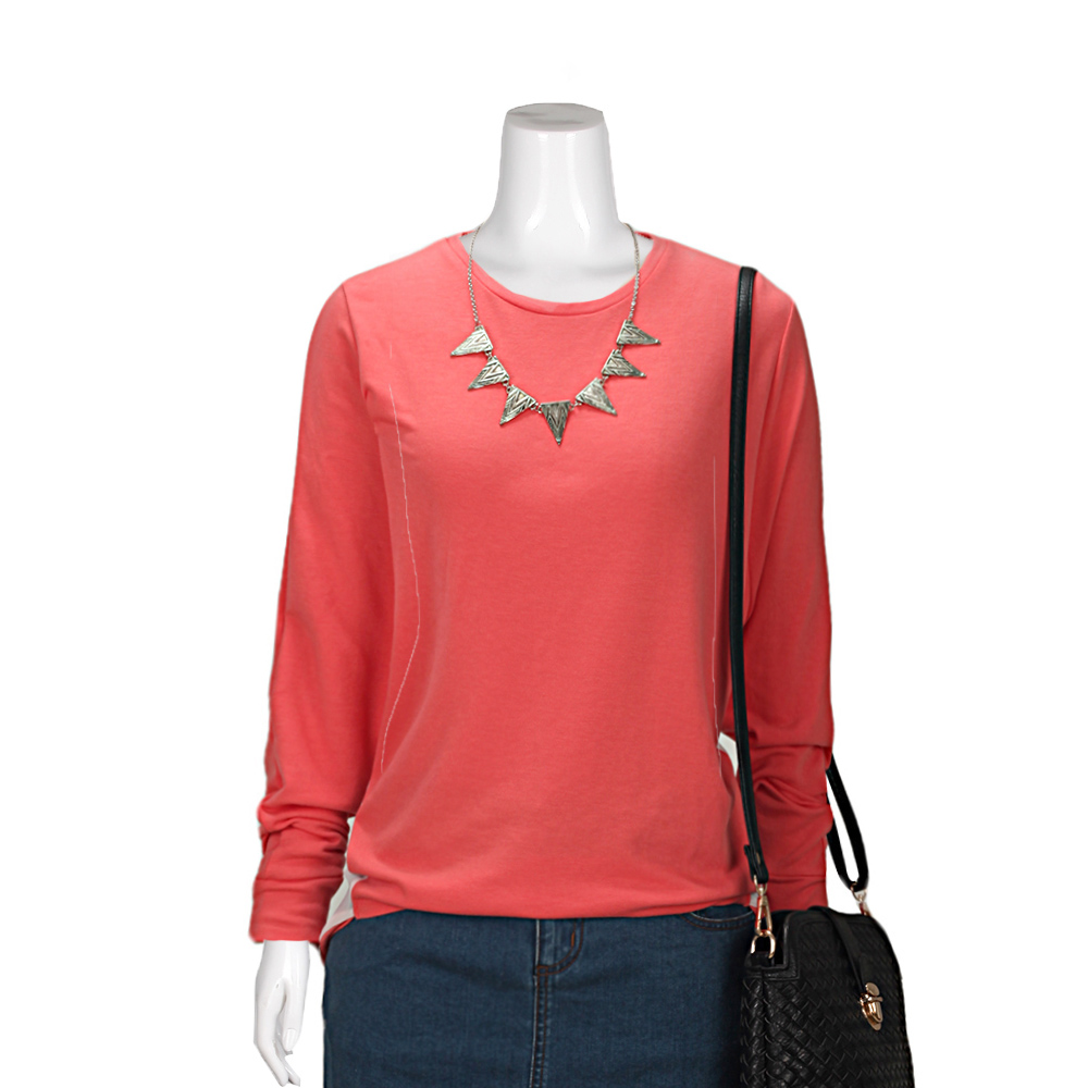 MOUSSY 专柜同款 女款橘色圆领背后透视针织衫0106SA80-0960