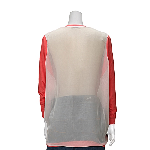 MOUSSY 专柜同款 女款橘色圆领背后透视针织衫0106SA80-0960