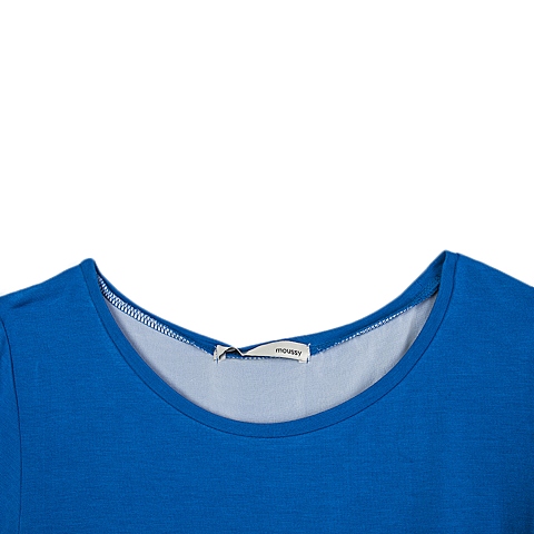 MOUSSY 专柜同款 女款蓝色内层雪纺针织衫0106SA80-1790