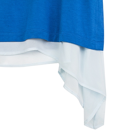 MOUSSY 专柜同款 女款蓝色内层雪纺针织衫0106SA80-1790