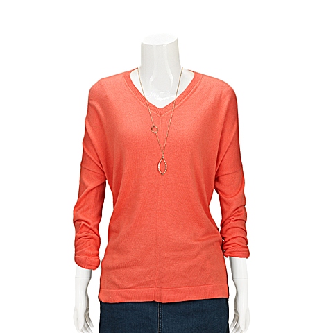 MOUSSY 专柜同款 女款橘粉色蝙蝠袖宽松针织衫0106SA70-0890