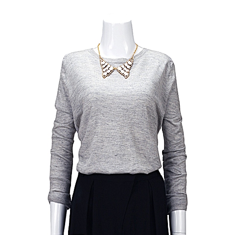 MOUSSY 专柜同款 女款灰色背后透视雪纺针织衫0106SA70-0920