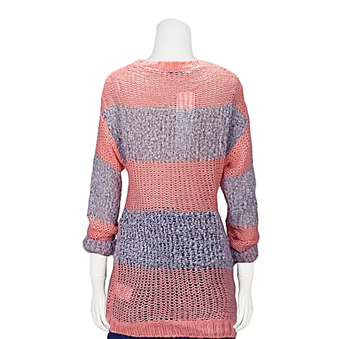 MOUSSY 专柜同款 女款橘色条纹马海毛宽松编织衫0106SA70-0930