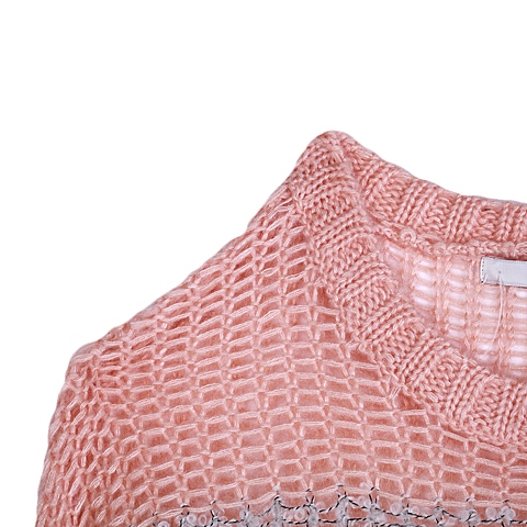 MOUSSY 专柜同款 女款橘色条纹马海毛宽松编织衫0106SA70-0930