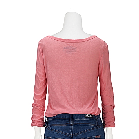 MOUSSY 专柜同款 女款粉色印花长袖针织衫0106SA90-1410