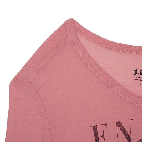 MOUSSY 专柜同款 女款粉色印花长袖针织衫0106SA90-1410