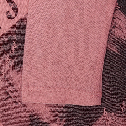 MOUSSY 专柜同款 女款粉色印花长袖针织衫0106SA90-1410