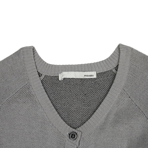 MOUSSY 专柜同款 女款灰色插肩编织开衫0106SV70-0440