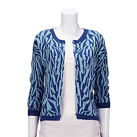 MOUSSY 专柜同款 女款蓝色图案编织开衫0106SN70-1020