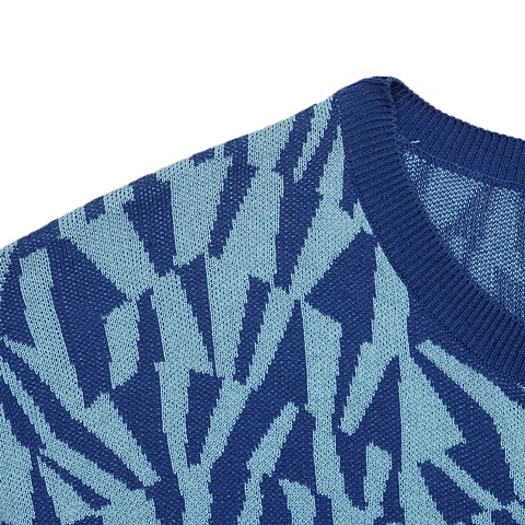 MOUSSY 专柜同款 女款蓝色图案编织开衫0106SN70-1020