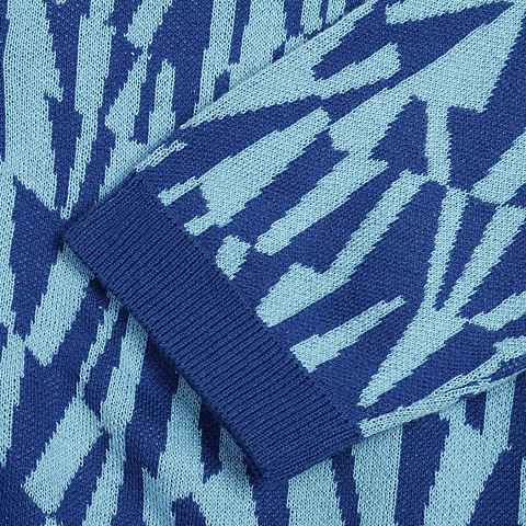 MOUSSY 专柜同款 女款蓝色图案编织开衫0106SN70-1020