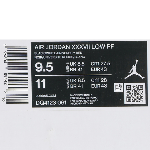 nike耐克2023年新款男子AIR JORDAN XXXVII LOW PF篮球鞋DQ4123-061