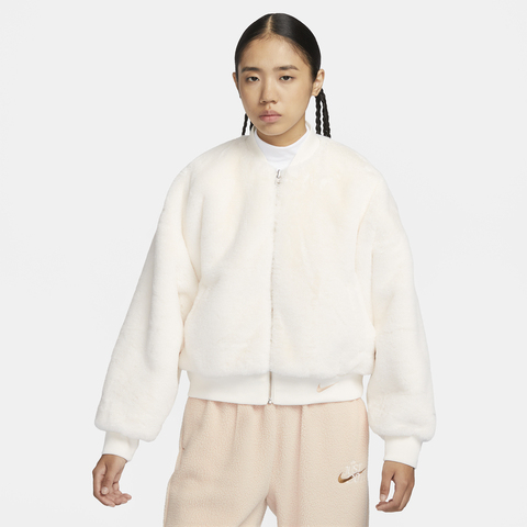 NIKE耐克2023女子AS W NSW FAUX FUR BOMBEER人造毛绒外套FB8693-133