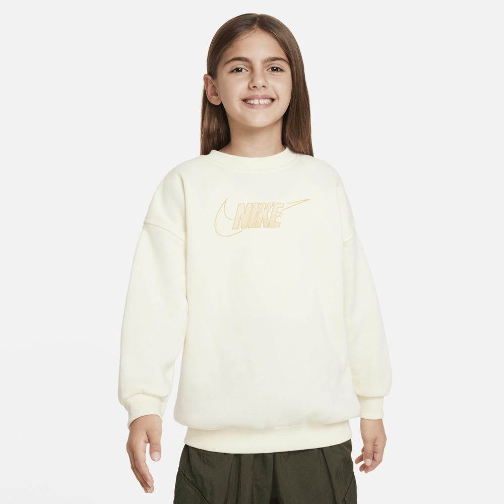 NIKE耐克2023女童G NSW CLUB FLC BF CREW LS SHNE针织套头衫FJ6161-113