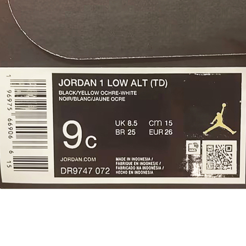 NIKE耐克2024男婴童JORDAN 1 LOW ALT (TD)乔丹篮球鞋DR9747-072