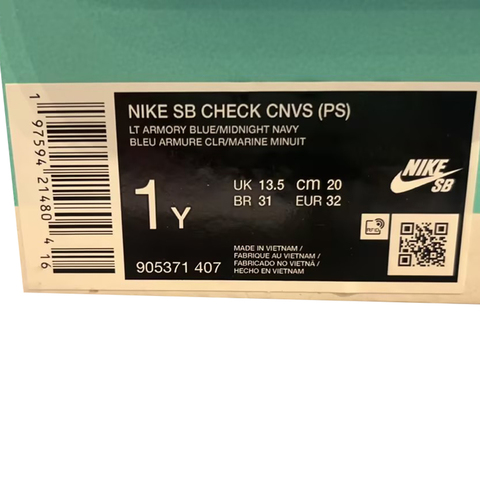 NIKE耐克2024中童NIKE SB CHECK CNVS (PS)极限户外鞋905371-407