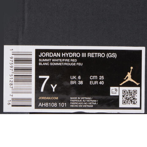 NIKE耐克2024男大童JORDAN HYDRO III RETRO (GS)乔丹拖鞋AH8108-101