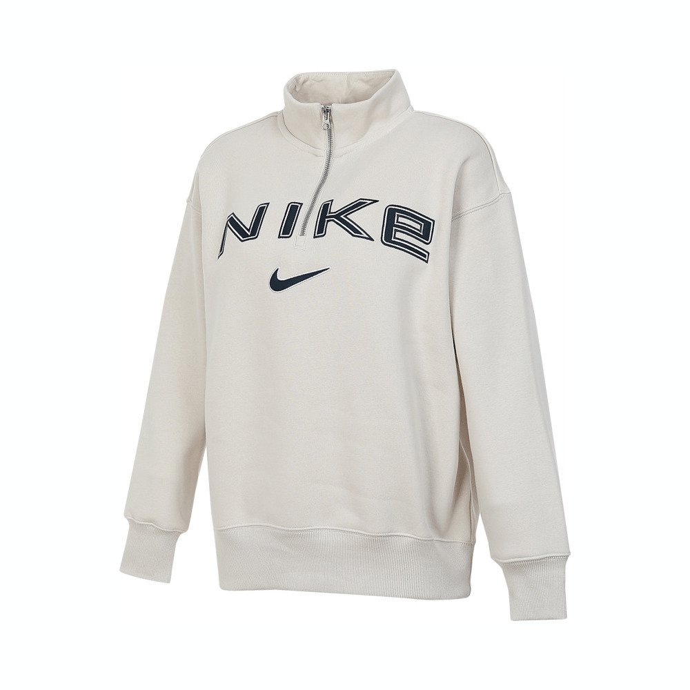 NIKE耐克2024女子AS W NSW PHNX FLC OS LOGO QZ针织无帽卫衣FV7680-104