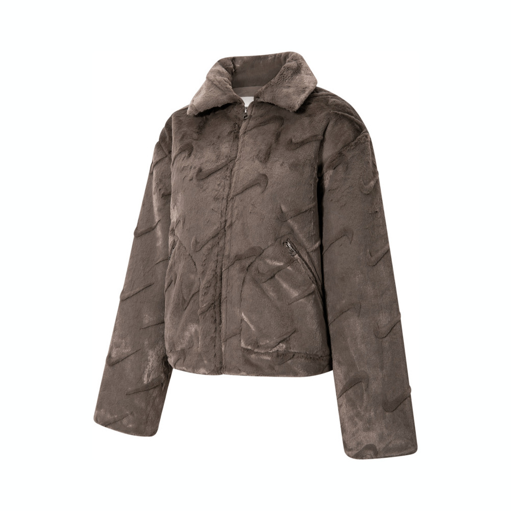 NIKE耐克2024女子AS W NSW ESSNTL HBR AOP FUR人造毛绒外套FV8020-004