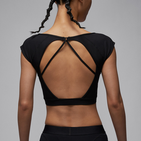 NIKE耐克2025女子AS W J SPT SS KNIT CROP TOP针织无领短THJ0071-010