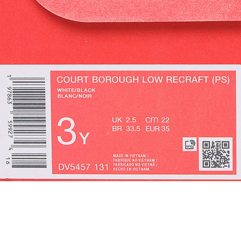 NIKE耐克2025男小童COURT BOROUGH LOW RECRAFT (PS)儿童DV5457-131