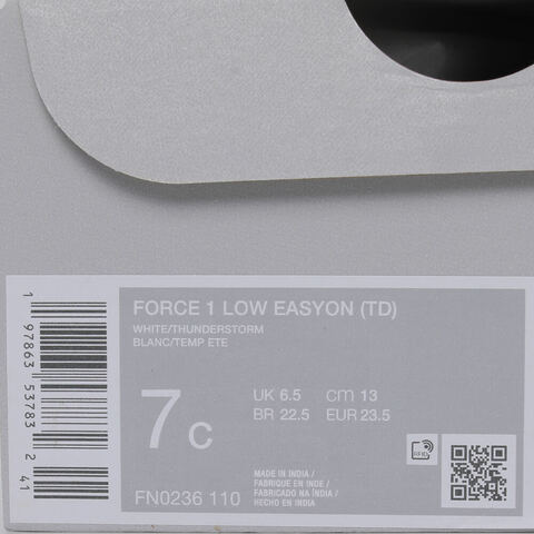 NIKE耐克2025男婴童FORCE 1 LOW EASYON (TD)儿童FN0236-110