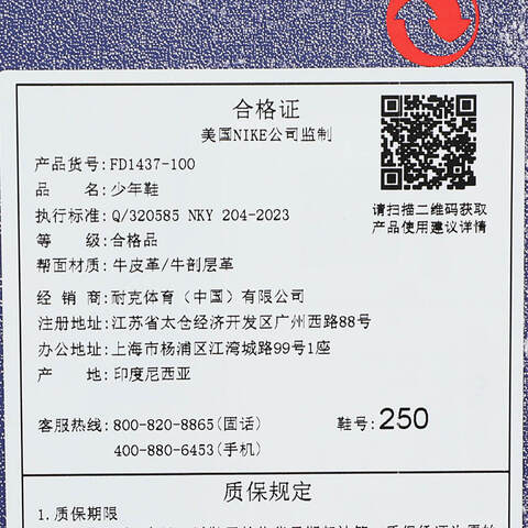 NIKE耐克2025男大童AIR JORDAN 1 RETRO HIGH OG BG乔丹FD1437-100