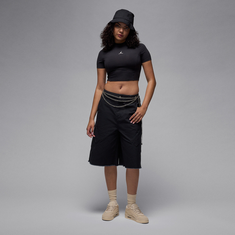 NIKE耐克2025女子AS W J SS SOLID KNIT TOP针织有领短THJ0084-010