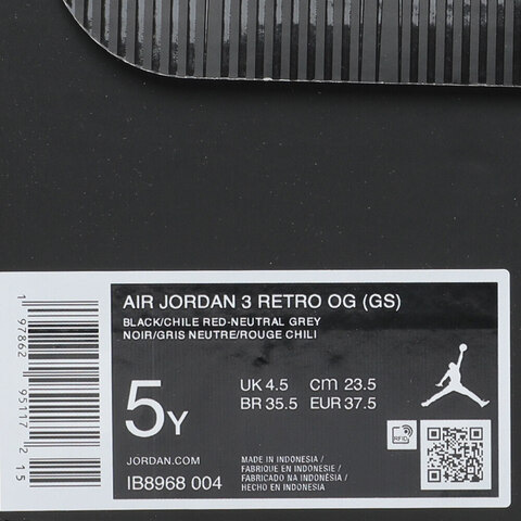 NIKE耐克2025男大童AIR JORDAN 3 RETRO OG BG乔丹IB8968-004