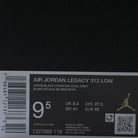 NIKE耐克2025男子AIR JORDAN LEGACY 312 LOW乔丹CD7069-118