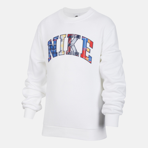 NIKE耐克2025大童K NSW FLC CREW SA GCEL针织无帽卫衣IM3392-100