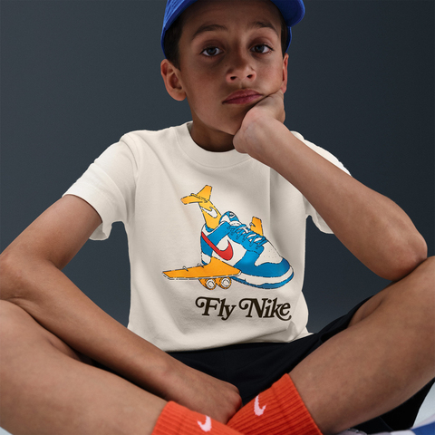 NIKE耐克2025大童K NSW TEE FLY DUNK针织无领短THV5208-100