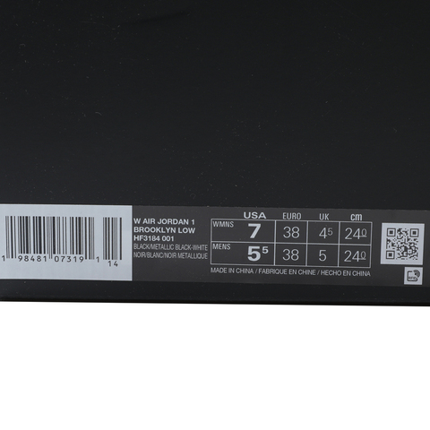 JordanJordan2025女子W AIR JORDAN 1 BROOKLYN LOW乔丹HF3184-001