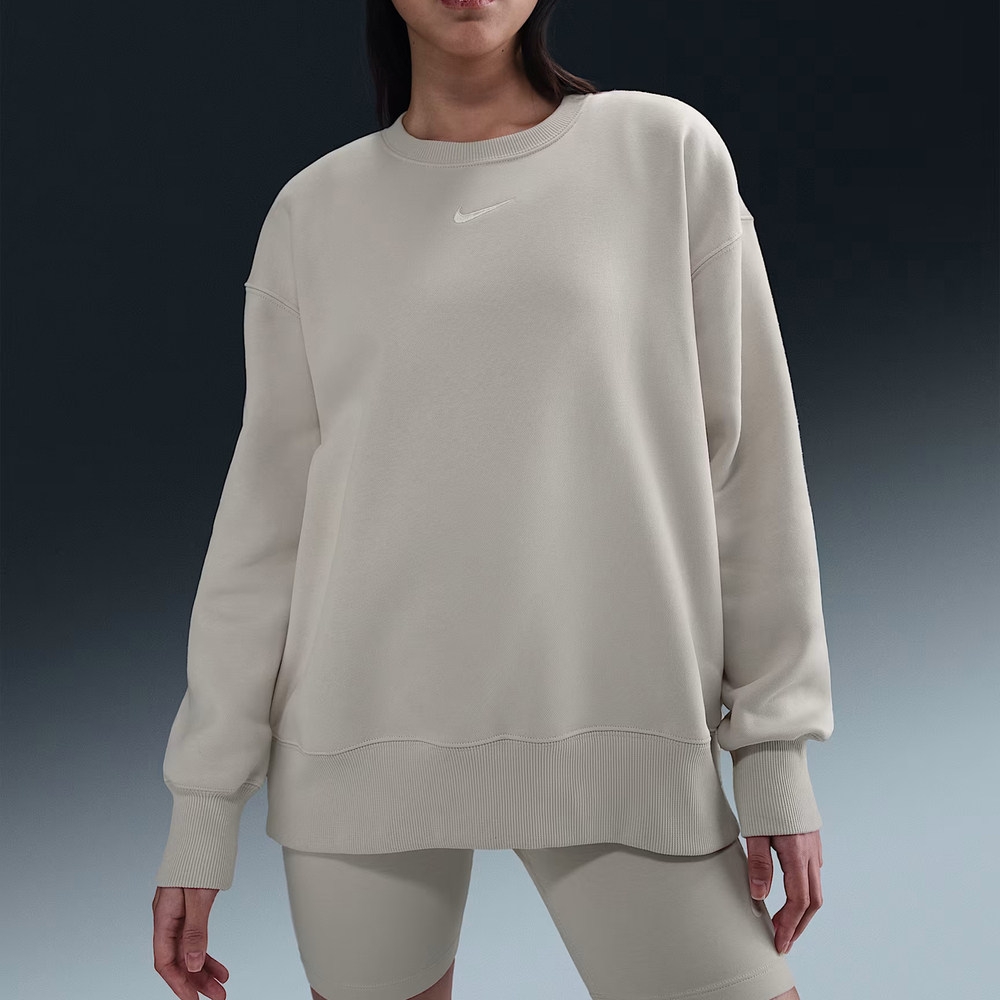 NIKE耐克2025女子AS W NSW PHNX FLC OS LONG CRE针织无帽卫衣FZ4271-104