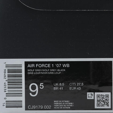 NIKE耐克2025男子AIR FORCE 1 '07 WB休闲CJ9179-002