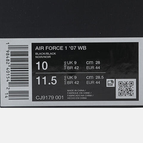 NIKE耐克2025男子AIR FORCE 1 '07 WB休闲CJ9179-001