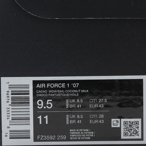 NIKE耐克2025男子AIR FORCE 1 '07休闲FZ3592-259