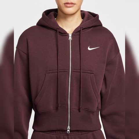NIKE耐克2025女子AS W NSW PHNX FLC CROP FZ HDY针织连帽外套HV2427-652