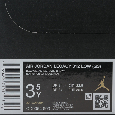 JordanJordan2025男大童AIR JORDAN LEGACY 312 LOW (GS)乔丹CD9054-003