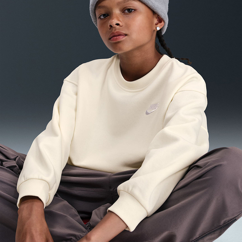 Nike KidsNike Kids2025大童G NSW CLUB FLC OVRSZD CREW LBR针织无帽卫衣FD2923-047