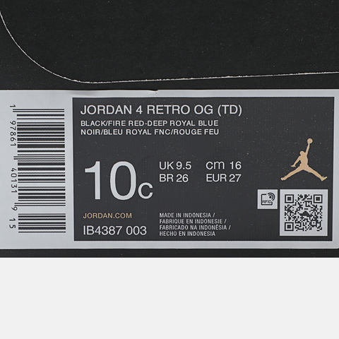 JordanJordan2025男婴童JORDAN 4 RETRO OG BT乔丹IB4387-003