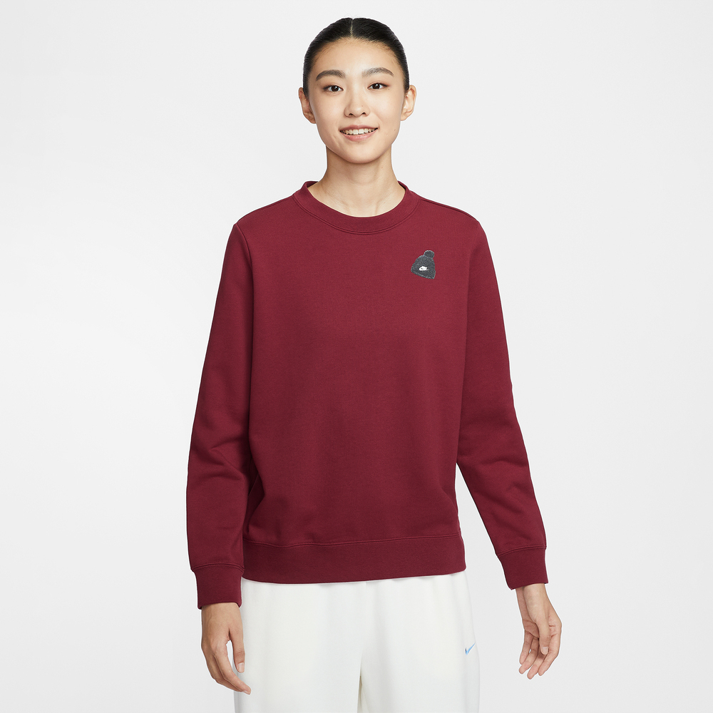 NIKE耐克2025女子AS W NSW GFX FLC CREW GCEL针织无帽卫衣IO7829-677