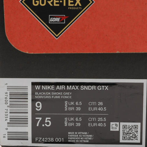 NIKE耐克2025女子W NIKE AIR MAX SNDR GTX休闲FZ4238-001