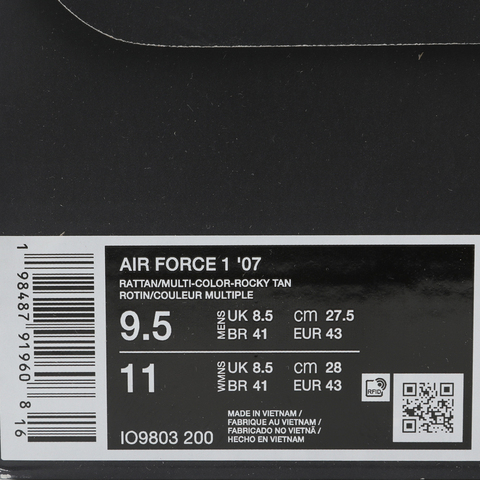 NIKE耐克2025男子AIR FORCE 1 '07休闲IO9803-200