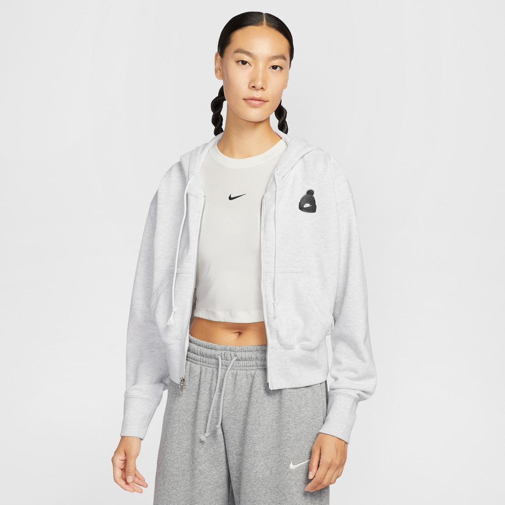 NIKE耐克2025女子AS W NSW GFX FLC CROP FZ HDY G针织连帽外套IO0490-051